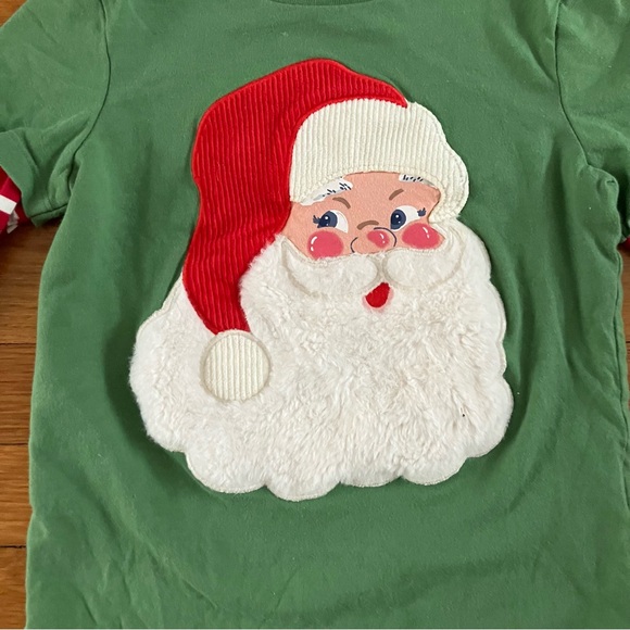 Mini Boden Green Red Santa Clause Christmas  Holiday Cotton Long Sleeve 6-7 - Picture 2 of 4